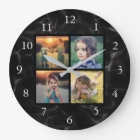 Family photo collage black marble pattern