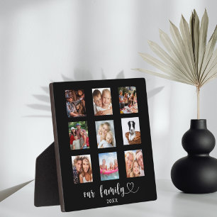 Family photo collage black  plaque