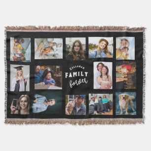 Family Photo Collage Blanket - Custom 14 Pic Throw