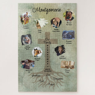 Family Photo Collage Blessings Faith Roots Jigsaw Puzzle