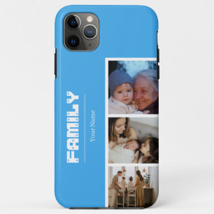 Family Photo Collage blue 4 Picture Case-Mate iPhone Case
