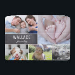 Family photo collage chalkboard block iPad mini cover<br><div class="desc">Protect your tablet case and choose your most beloved photos to cover this design. Easily customise the images,  family name.Enjoy filing the tablet case with photos from special moments with family,  children,  pets,  wedding,  engagement,  grandparents and more. The chalkboard adds a rustic look and feel.</div>