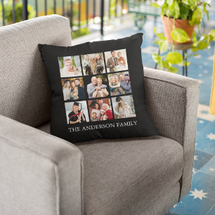 Family Photo Collage - Choose Your Color Cushion