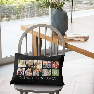 Family Photo Collage - Choose Your Color Lumbar Cushion