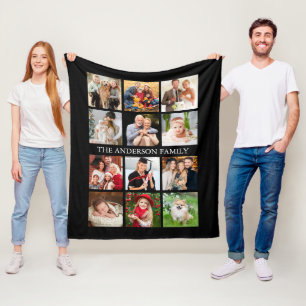 Family Photo Collage - Choose Your Colour Fleece Blanket