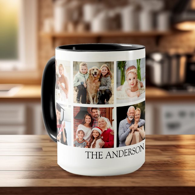 Family Photo Collage - Choose Your Colour Large Mug (Customize to change text size, style or color.)