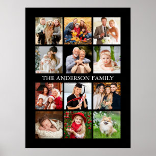Family Photo Collage - Choose Your Colour Poster