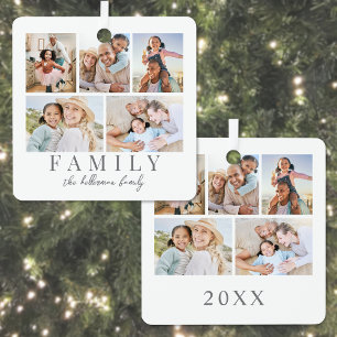 Family Photo Collage Christmas Metal Tree Decoration