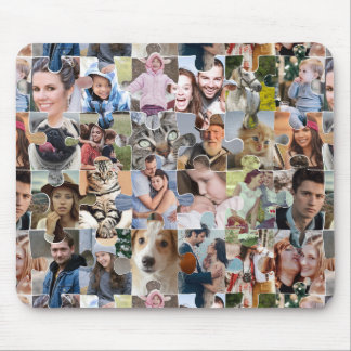 Family Photo Collage Custom 24 Pic Puzzle Shape Mouse Pad