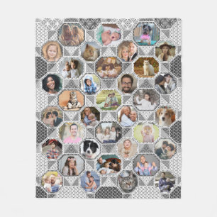Family Photo Collage Easy Grey Quilt Look 35 Pics Fleece Blanket
