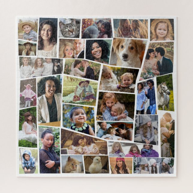 Family Photo Collage Easy Template 33 Cut Out Pics Jigsaw Puzzle (Vertical)