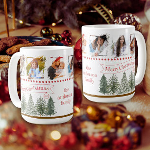 Family Photo Collage Elegant Vintage Christmas Coffee Mug