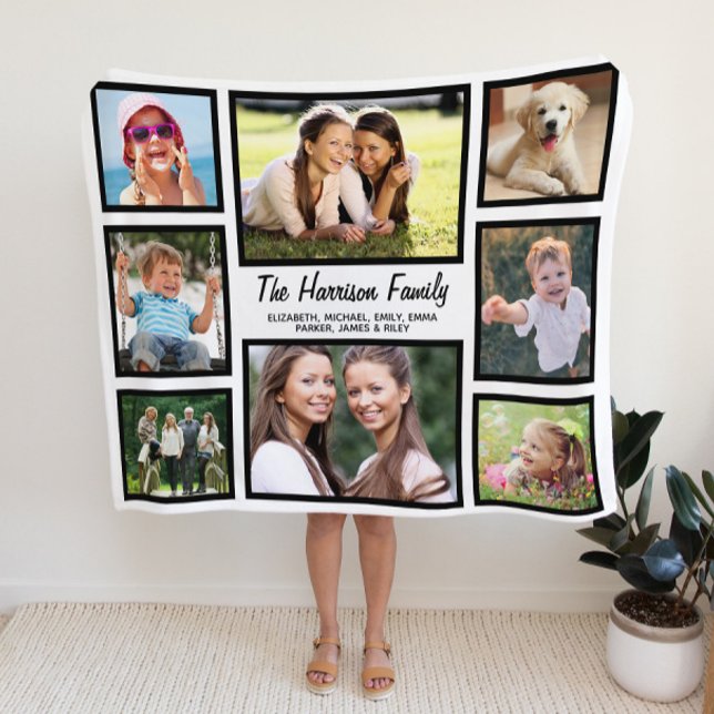Family Photo Collage Fleece Blanket (Creator Uploaded)
