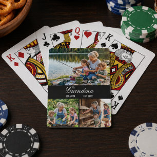Family Photo Collage for Grandma Custom Playing Cards