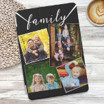 Family Photo Collage Gallery Four Photographs iPad Mini Cover<br><div class="desc">Decorate your iPad with favourite photos of your family,  with this customisable cover. With space for four of your chosen photographs,  the cover has the heading 'family' at the top of the design. Click 'Personalise' to upload your pictures to the template. An ideal gift for family members.</div>