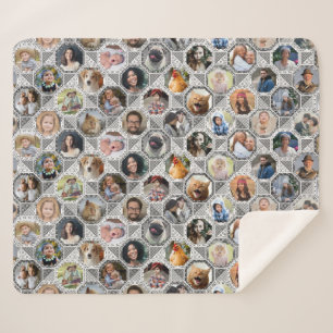 Family Photo Collage Gray Quilt Look 28 Pics Sherpa Blanket