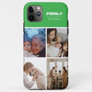Family Photo Collage GREEN 4 Picture Case-Mate iPhone Case