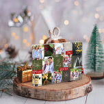 Family Photo Collage Grid Green And Red Christmas  Block<br><div class="desc">Photo display for family with a Christmas theme and a 6 photos display grid. This exquisite photo block gift from is the perfect way to capture and cherish your favourite moments during the holiday season. With a rich dark pine green background, this design exudes a classic, modern, and elegant flair...</div>