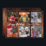 Family photo collage Happy Holidays Christmas Holiday Card<br><div class="desc">Rustic barn wood background with family photo collage,  Happy Holidays script card.
Add your own most beautiful photos,  text and name and create a very personal and unique Christmas card.</div>