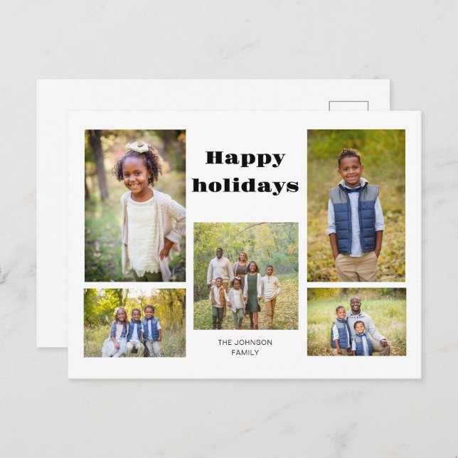 Family Photo Collage Happy Holidays Holiday Postcard (Front/Back)