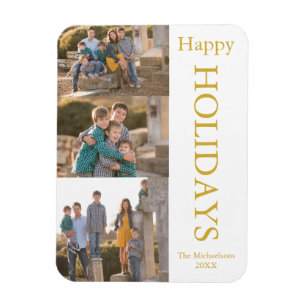 Family Photo Collage Happy Holidays Magnet