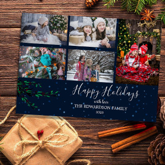 Family photo collage Happy holidays magnetic card