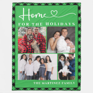Family Photo Collage Home for the Holidays Fleece Blanket