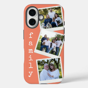 Family Photo Collage Instant Camera Frame Coral iPhone 16 Case