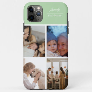 Family Photo Collage light green 4 Picture Case-Mate iPhone Case