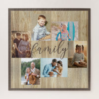 Family Photo Collage Light Woodgrain