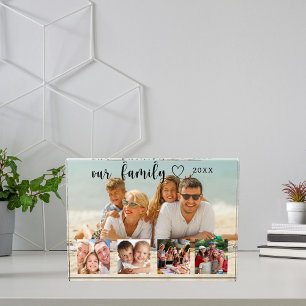 Family photo collage love heart script