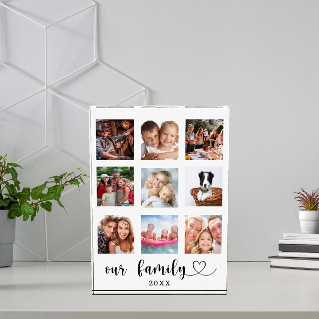 Family photo collage love heart script clear block (Creator Uploaded)