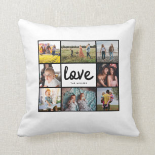 Family Photo Collage Love Name Cushion