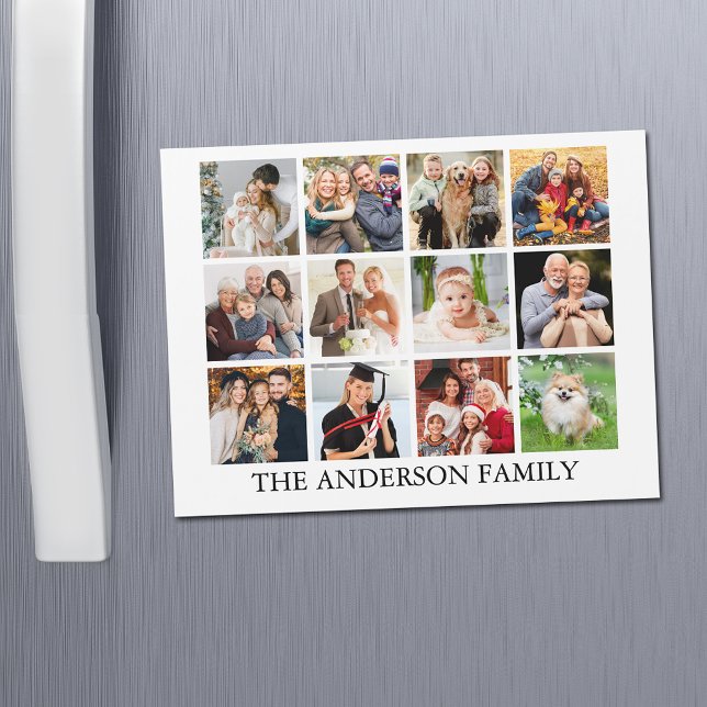 Family Photo Collage Magnet Card (Customize to change text size, style or background color.)