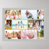 Family Photo Collage Masonry Style Grey Poster (Front)
