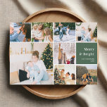 Family Photo Collage Merry And Bright Christmas Holiday Card<br><div class="desc">**Introducing Our Merry & Bright Christmas Card: A Joyful Snapshot of the Season** This holiday season, celebrate the warmth and brightness of your cherished moments with our Merry & Bright Christmas Card. With a customisable 8-square photo layout and a heartfelt quote square that simply radiates "Merry & Bright, " this...</div>