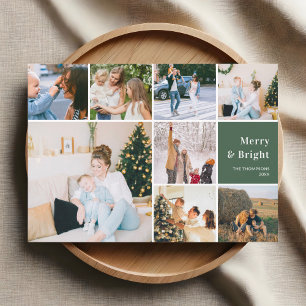 Family Photo Collage Merry And Bright Christmas Holiday Card
