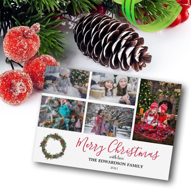 Family photo collage Merry Christmas Holiday Card (Creator Uploaded)