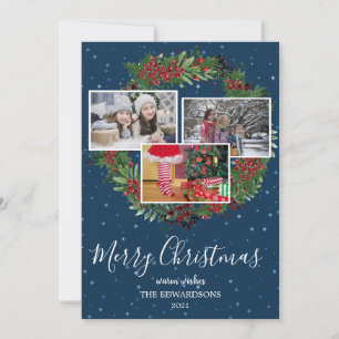 Family photo collage Merry christmas rustic Holida Holiday Card