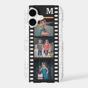 Family Photo Collage Monogram Filmstrip Marble