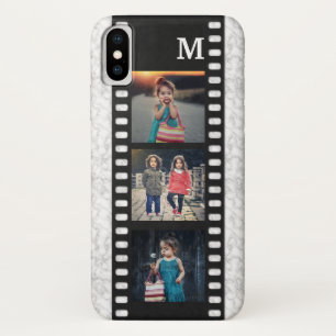 Family Photo Collage Monogram Filmstrip Marble Case-Mate iPhone Case