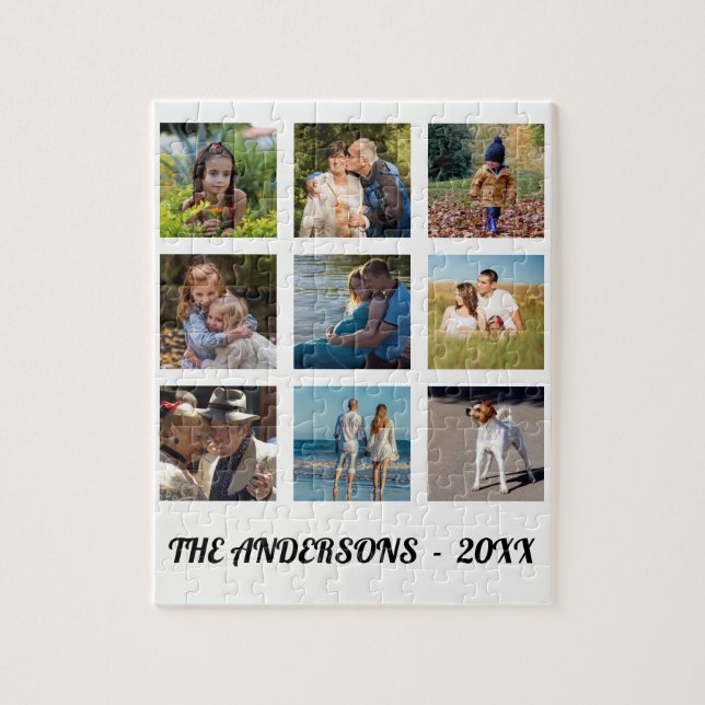 Family Photo Collage Monogram Jigsaw Puzzle (Vertical)