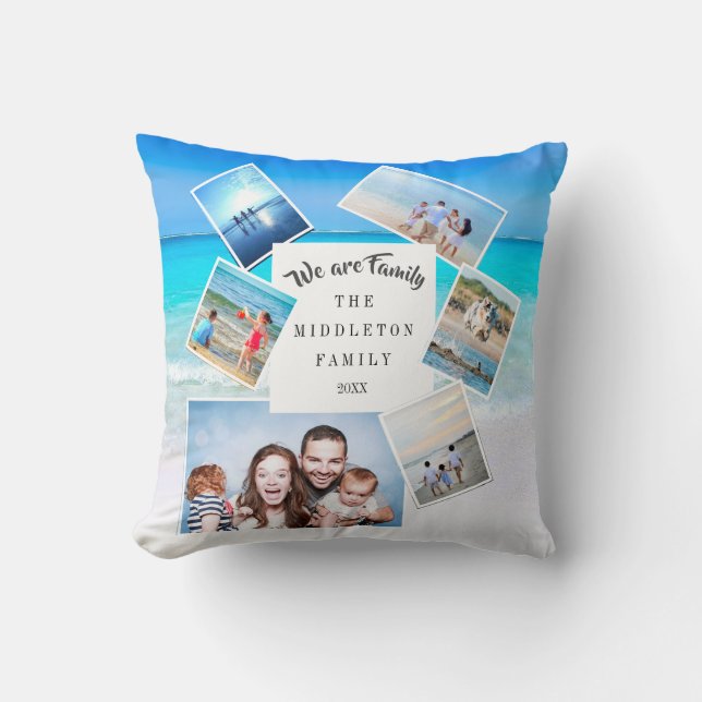 Family Photo Collage Ocean Scattered Cushion (Front)