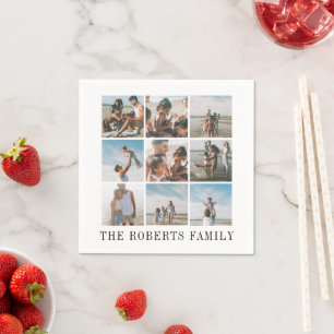 Family Photo Collage Peel And Stick Photo Tile Napkin