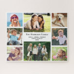 Family Photo Collage Personalised Jigsaw Puzzle<br><div class="desc">A fun photo collage jigsaw puzzle keepsake that your family will treasure and enjoy for years. You can personalise with eight family photos,  your family name and your first names and the year or other custom text.</div>