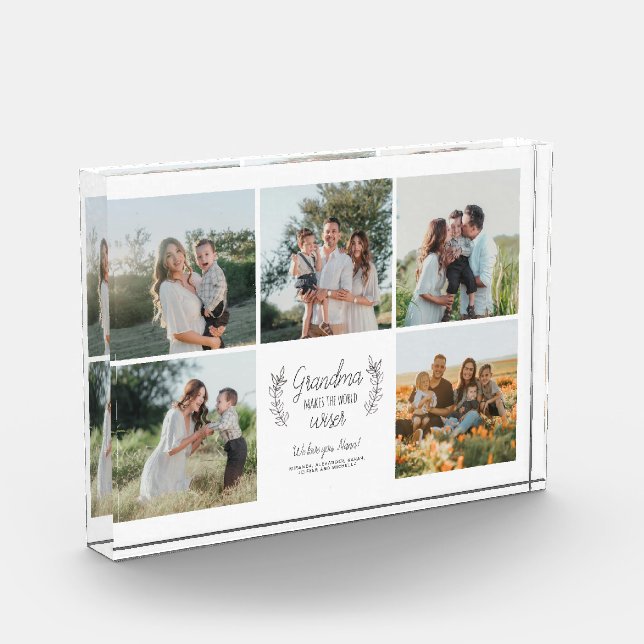 Family photo collage personalised love you grandma block (Left)