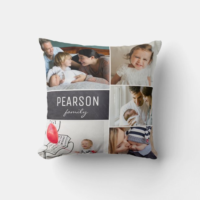 Family Photo Collage Personalised Mum Cushion (Front)