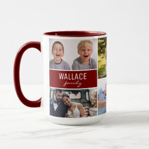Family Photo Collage Personalized Reunion Red Mug