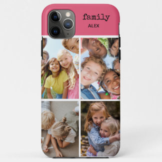 Family Photo Collage Pink 4 Picture I Phone Case