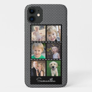 Family Photo Collage Pink with White Dots Case-Mate iPhone Case